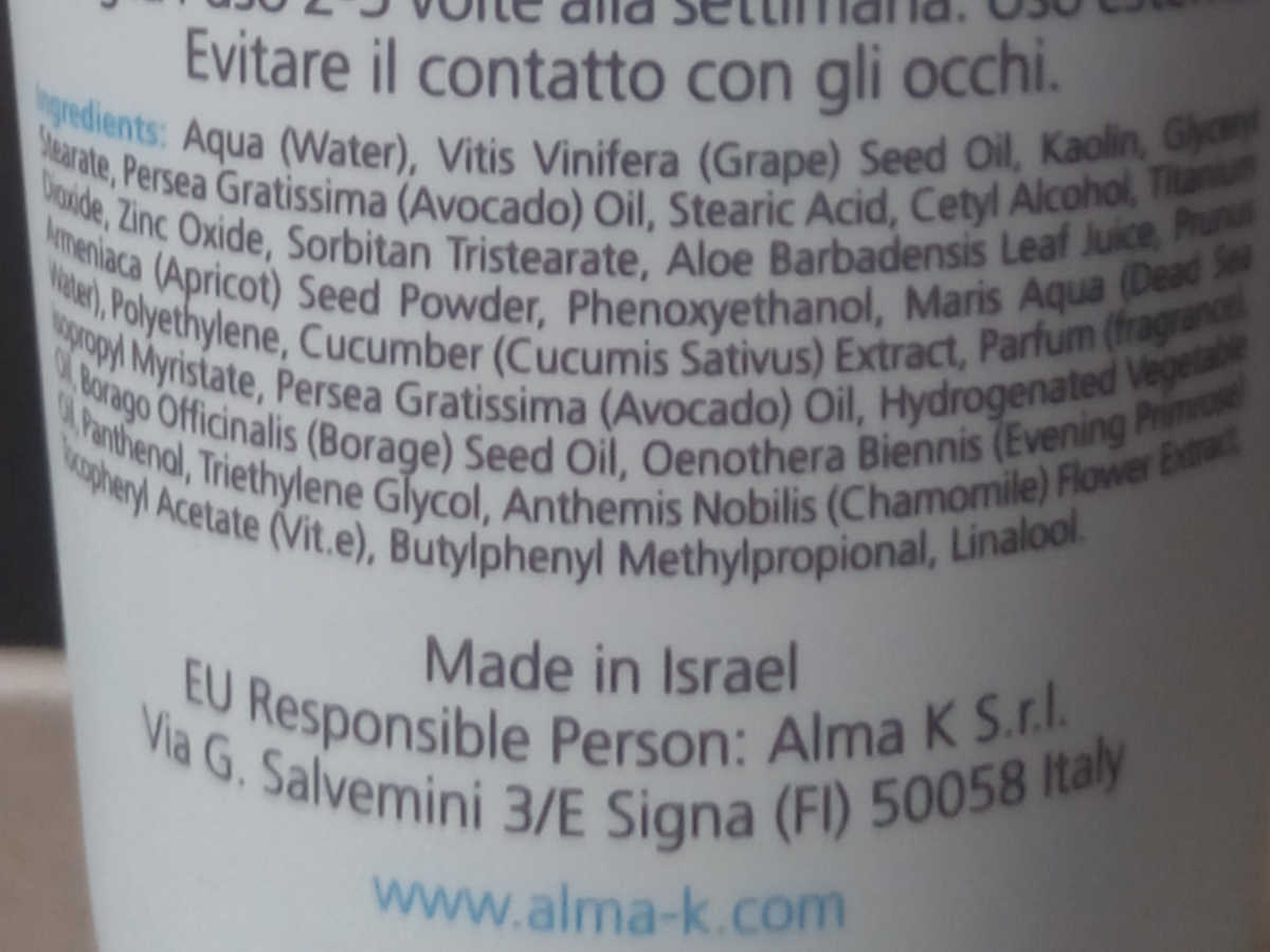 Almak mascarilla peeling (composicion)